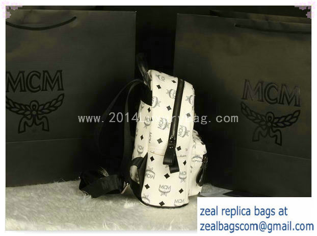 High Quality Replica MCM Stark Backpack Medium in Calf Leather 8003 White